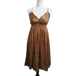 BCBG MAXAZRIA Silk Smocked Waist Dress